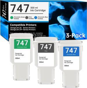 747 Ink Cartridges 300ml Replacement for 747 P2V84A P2V85A P2V86A Ink Cartridges Compatible with DesignJet Z6 DesignJet Z9+ Large Format Printers (3-Pack, Gray/Chromatic Green/Chromatic Blue)