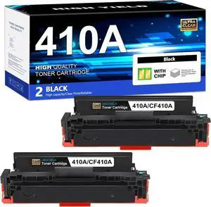 410A Toner Cartridge (with Chip) - Replacement   410A A Black Toner Cartridge CF410A 410X CF410X   M477fnw M477fdw M477fdn M452dn M452nw M452dw Printer (2-Pack, Black)