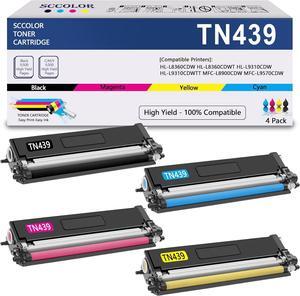 TN-439 TN439 Toner Cartridge High Yield Replacement for Brother TN439BK TN439C TN439Y TN439M HL-L8260CDW HL-L8360CDW MFC-L8610CDW HL-L9310CDW Black Cyan Magenta Yellow Toner Cartridge 4 Set