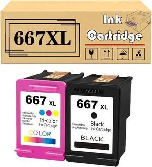 Replacement 667 667XL Ink Cartridges Compatible   1275 2374 2375 2376 2775 2776 6475 6476 6075 Printers,1 Black 1 Color, normal