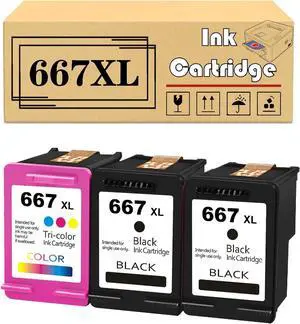 Replacement 667 667XL Ink Cartridges Compatible   1275 2374 2375 2376 2775 2776 6475 6476 6075 Printers,2 Black 1 Color