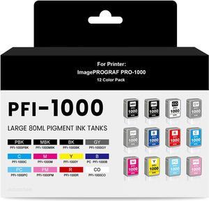PFI-1000 Ink Cartridges Replacement   PFI1000 PFI-1000 MBK/C/M/Y/GY/R/PM/PC/CO/PBK/BL/PGY Ink Tank for ImagePROGRAF PRO-1000 Printer (12 Color Pack)