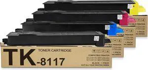 TK8117K TK8117C TK8117M TK8117Y High Yield Toner Cartridge 4-Pack (BK/C/M/Y) - Compatible TK8117 TK-8117 Toner Cartridge Replacement for Kyocera ECOSYS M8124cidn M8130cidn Printer