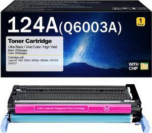 124A Compatible Toner Cartridge Replacement   124A Q6000A Q6001A Q6003A Q6002A Toner Cartridges   Color Laserjet 1600 2600n 2605dn 2605dtn CM1015 CM1017 Pr Magenta