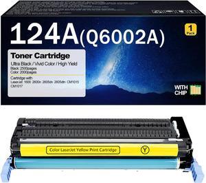 124A Compatible Toner Cartridge Replacement   124A Q6000A Q6001A Q6003A Q6002A Toner Cartridges   Color Laserjet 1600 2600n 2605dn 2605dtn CM1015 CM1017 Pr Yellow