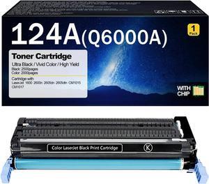 124A Compatible Toner Cartridge Replacement   124A Q6000A Q6001A Q6003A Q6002A Toner Cartridges   Color Laserjet 1600 2600n 2605dn 2605dtn CM1015 CM1017 Pr Black