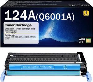 124A Compatible Toner Cartridge Replacement   124A Q6000A Q6001A Q6003A Q6002A Toner Cartridges   Color Laserjet 1600 2600n 2605dn 2605dtn CM1015 CM1017 Pr Cyan