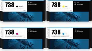 738 Ink Cartridges 4-Pack Replacement, Work   DesignJet T850 & T950 Wide Format Printers (300ml 498N8A, 130ml 498N5A 498N6A 498N7A)