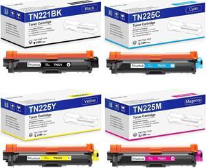 TN221 TN225 Toner Cartridge Replactment for Brother TN-221 TN-225 TN221BK TN221C TN221M TN221Y Toner for HL-3140CW HL-3150CW HL-3170CDW HL-3180CDW MFC-9130CW MFC-9330CDW MFC-9340CDW Printer - 4 Pack