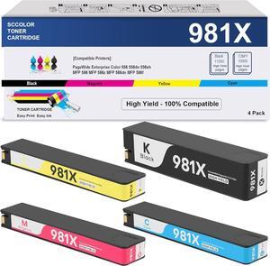 981X Ink Cartridge Compatible L0R12A L0R09A L0R10A L0R11A Ink Cartridge Replacement for PageWide Enterprise Color 556 556dn 556xh MFP 586 MFP 586z MFP 586dn MFP 586f.XX-Large 4 Pack