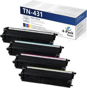 TN431 4-Color Toner Cartridge Set, TN-431 Black Cyan Magenta Yellow Replacement for Brother TN-431 Toner HL-L8260CDW HL-L8360CDWT MFC-L8610CDW MFC-L8690CDW Printer (TN431BK, TN431C, TN431M, TN431Y)