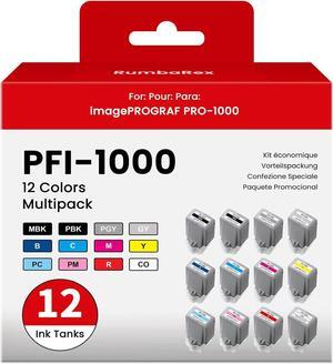 PFI-1000 Ink Cartridge 12 Color Pack (MBK PBK C M Y R GY B PGY PC PM CO) Replacement   PFI-1000 PFI1000 Ink Cartridge Works with ImagePROGRAF PRO-1000 Printer Ink, 80ml