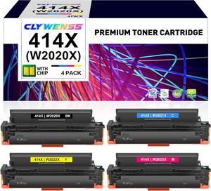 414X Toner Cartridges 4 Pack High Yield Replacement   414X W2020X 414A W2020A Toner for Color Laserjet Pro MFP M479fdw M479fdn M479dw M454dw M454dn M455dn Printer ( B/C/M/Y, 4-Pack)
