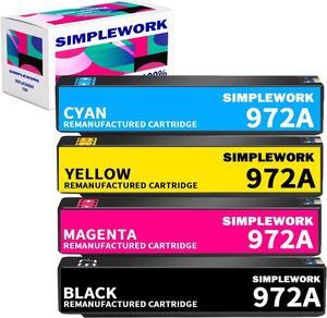 Remanufactured Ink Cartridge Replacement   972 972A Ink Cartridges Combo Pack use with PageWide Pro 477dw 577dw 377dw 477dn 452dn 452dw 552dw Black Cyan Magenta Yellow (4-Pack)