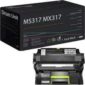 Black Drum Unit Compatible with Lexmark MS317DN MS417DN MS517DN MS617DN MX317DN MX417DE MX517DE MX617DE, High Yield 61000 Pages Imaging Drum Unit (1 Pack Black)