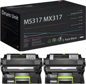 Black Drum Unit Compatible with Lexmark MS317DN MS417DN MS517DN MS617DN MX317DN MX417DE MX517DE MX617DE, High Yield 61000 Pages Imaging Drum Unit (2 Pack Black)