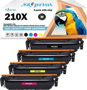 210X Toner Cartridge Remanufactured High Yield Toner Cartridges Compatible with HP 210A 210X W2100A W2100X use for Color MFP 4301fdw 4301fdn Pro 4201dw 4201dn Printer