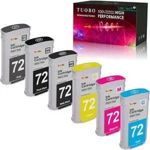 72 Compatible Ink Cartridge Replacement for HP 72 Ink Cartridge 130-ml for DesignJet T770 T790 T795 T610 T620 T1100 T1120 T1200 T1300 T2300 (MK/PK/GY/C/M/Y), HP72XL-111111