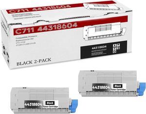 2-Pack C711 44318604 High Yield Black Toner Cartridge, Replacement for OKI C711 44318604 for C711 C710 C710N C711DN C711N Printer