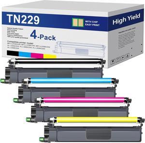 TN229 Toner Cartridges 4 Pack TN229BK/C/M/Y Replacement for Brother 229 TN-229 TN229XL TN-229XL Toner for HL L3280CDW MFC L3720CDW Printer Toner - TN2294PK ( Black, Cyan, Magenta, Yellow)
