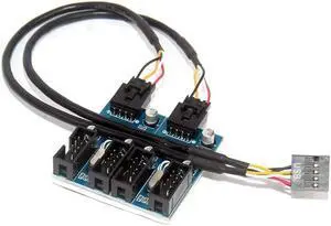 EVESKY 9pin USB Header Male 1 to 4 Female Extension Cable Card Motherboard 9-Pin USB HUB USB 2.0 9 pin Connector Adapter Port Multilier
