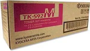 Kyocera TK-592M FS-C2026 C2126 C2526 C2626 C5250 M6026 M6526 P6026 Toner Cartridge (Magenta) in Retail Packaging