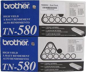 BROTHER TN580X2 TN-580 Dual Pack. Two Brother TN-580's Bundled