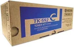 Kyocera TK-592C 1T02KVCUS0 FS-C2026 C2126 C2526 C2626 C5250 M6026 6526 P6026 Toner Cartridge (Cyan) in Retail Packaging