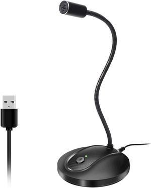 USB Microphone, 360 Degree Adjustable Gooseneck Design, Mute Button & LED Indicator, Noise-Canceling Technology, Plug & Play, Compatible with Windows & MacOS