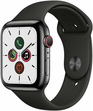 Refurbished Apple Watch Series 5 44mm GPS Cellular Stainless Steel Space Black Sport Band