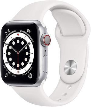 Refurbished Apple Watch Series 6 40mm GPS Aluminum Silver Case White Sport Band Smartwatch