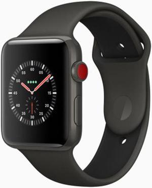Refurbished Apple Watch Series 3 42mm GPS  Cellular Unlocked  Gray Ceramic Case  Black Sport Band 2017  Excellent Condition