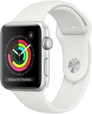 Refurbished Apple Watch Series 3 38mm GPS Silver Aluminum Case White Sport Band Smartwatch