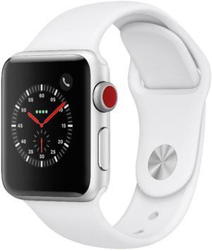 Refurbished Apple Watch Series 3 38mm GPS  Cellular  Silver Aluminum Case  White Sport Band  Very Good Condition