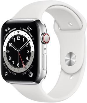 Refurbished Apple Watch Series 6 40mm GPS  Cellular  Silver Stainless Steel Case  White Sport Band