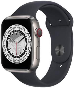 Apple Watch Series 7 45mm GPS + Cellular Unlocked - Titanium Case - Black Sport Band (2021) - Excellent Condition