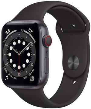 Refurbished Apple Watch Series 6 44mm GPS  Cellular Unlocked  Space Gray Aluminum Case  Black Sport Band 2020  Very Good Condition