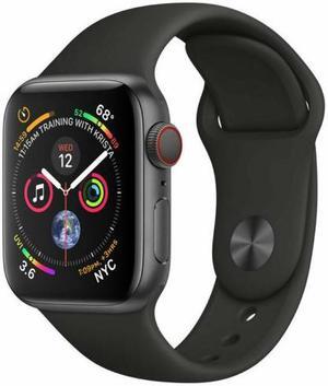 Apple Watch Series 4 40mm GPS + Cellular Unlocked - Space Gray Aluminum Case - Black Sport Band (2018) - Good Condition