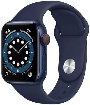 Apple Watch Series 6 44mm GPS + Cellular Unlocked - Blue Aluminum Case - Navy Sport Band (2020) - Good Condition