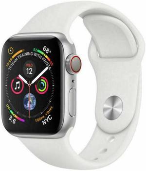 Apple Watch Series 4 44mm GPS + Cellular Unlocked - Silver Aluminum Case - White Sport Band (2018) - Good Condition
