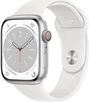 Apple Watch Series 8 45mm GPS - Silver Aluminum Case - White Sport Band (2022) - Excellent Condition