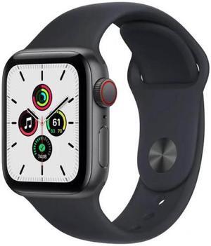 Apple Watch SE 40mm GPS + Cellular Unlocked - Space Gray Aluminum Case - Black Sport Band (2020) - Very Good Condition