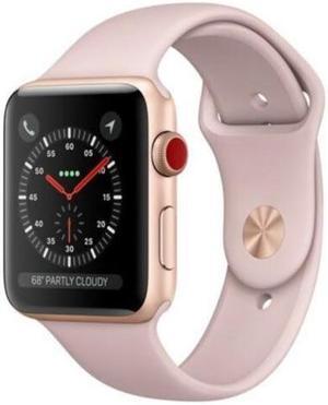 Apple Watch Series 3 38mm GPS + Cellular Unlocked - Gold Aluminum Case - Pink Sport Band (2017) - Excellent Condition