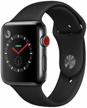 Apple Watch Series 3 42mm GPS + Cellular Unlocked - Space Black Stainless Steel Case - Black Sport Band (2017) - Good Condition