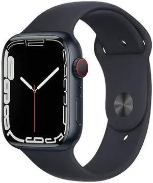 Apple Watch Series 7 45mm GPS + Cellular Unlocked - Midnight Aluminum Case - Midnight Sport Band (2021) - Very Good Condition