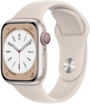 Apple Watch Series 8 45mm GPS + Cellular Unlocked - Starlight Aluminum Case - Starlight Sport Band (2022) - Good Condition