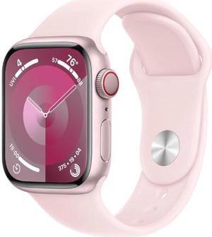 Apple Watch Series 9 41mm GPS + Cellular Unlocked - Pink Aluminum Case - Pink Sport Band (2023) - Excellent Condition