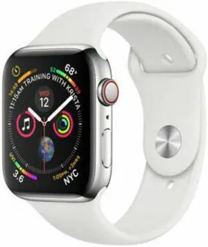 Apple Watch Series 4 40mm GPS + Cellular Unlocked - Silver Stainless Steel Case - White Sport Band (2018) - Good Condition