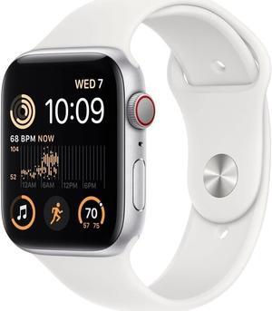 Apple Watch SE 2nd Generation 40mm GPS + Cellular Unlocked - Silver Aluminum Case - White Sport Band (2022) - Very Good Condition