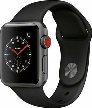 Refurbished Apple Watch Series 3 42mm GPS  Cellular Unlocked  Space Gray Aluminum Case  Black Sport Band 2017  Good Condition